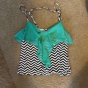 Rue21 spaghetti strap tank with teal bow
